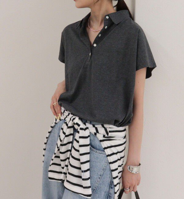 fredy emue「クロップドルーズポロ衿Tシャツ」|Tシャツ・カットソー|