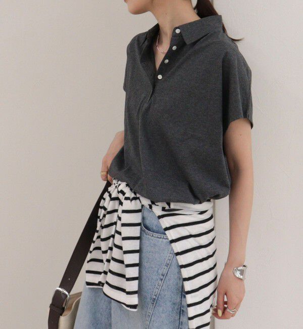 fredy emue「クロップドルーズポロ衿Tシャツ」|Tシャツ・カットソー|