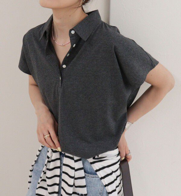 fredy emue「クロップドルーズポロ衿Tシャツ」|Tシャツ・カットソー|