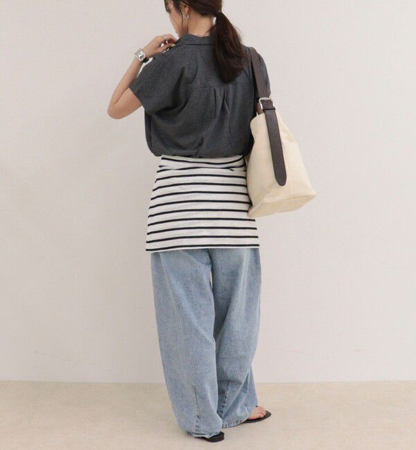 fredy emue「クロップドルーズポロ衿Tシャツ」|Tシャツ・カットソー|