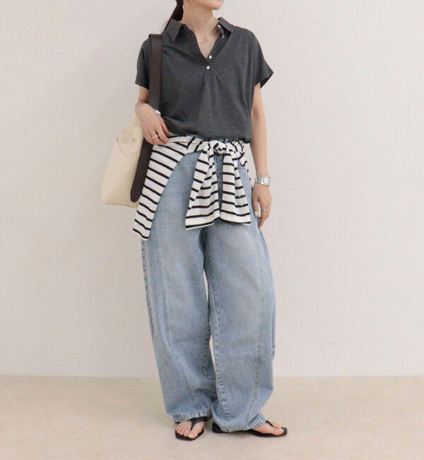 fredy emue「クロップドルーズポロ衿Tシャツ」|Tシャツ・カットソー|