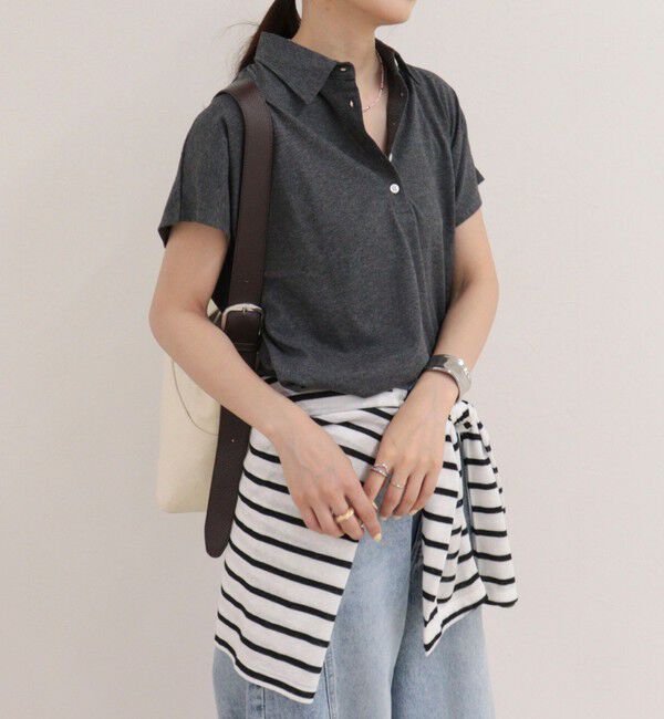 fredy emue「クロップドルーズポロ衿Tシャツ」|Tシャツ・カットソー|
