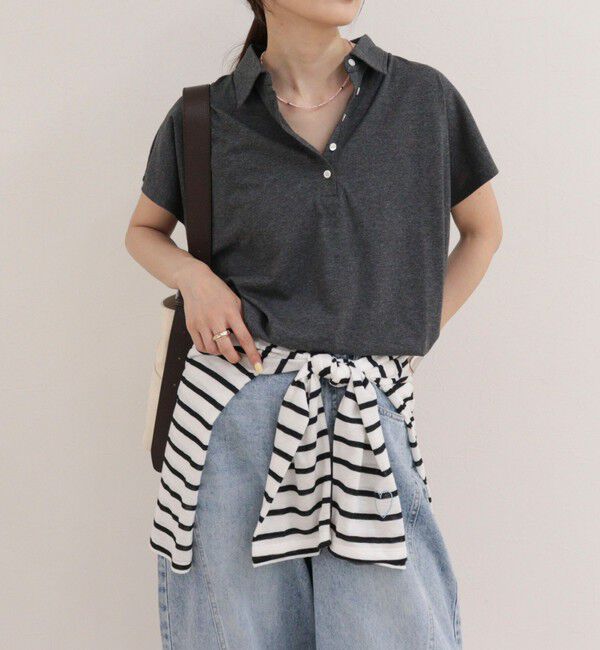 fredy emue「クロップドルーズポロ衿Tシャツ」|Tシャツ・カットソー|