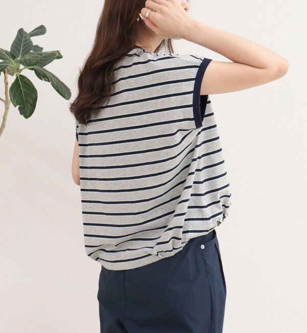 fredy emue「【汗ジミ軽減】ボーダー裾タックフレンチプルオーバーカットソー」|Tシャツ・カットソー|