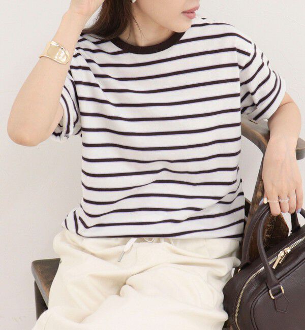 fredy emue「【汗ジミ軽減】ボーダーTシャツ」|Tシャツ・カットソー|