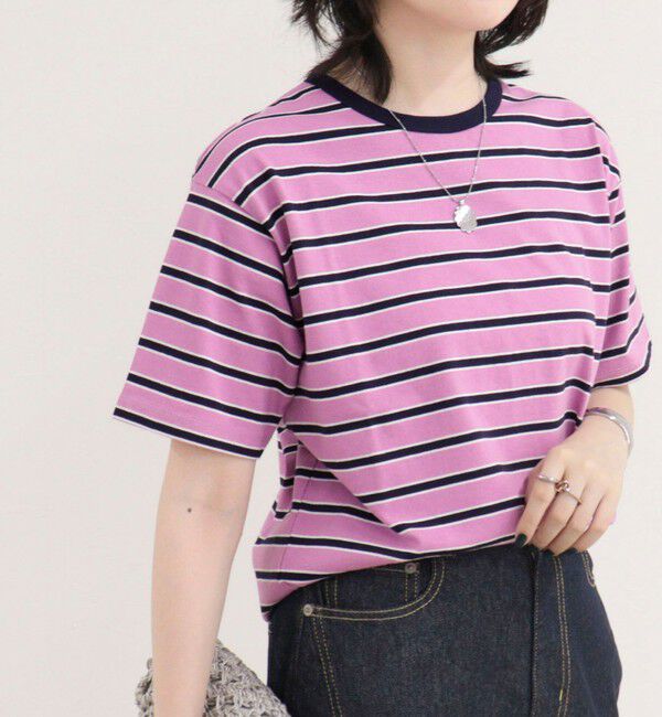 fredy emue「【汗ジミ軽減】ボーダーTシャツ」|Tシャツ・カットソー|ピンク系その他