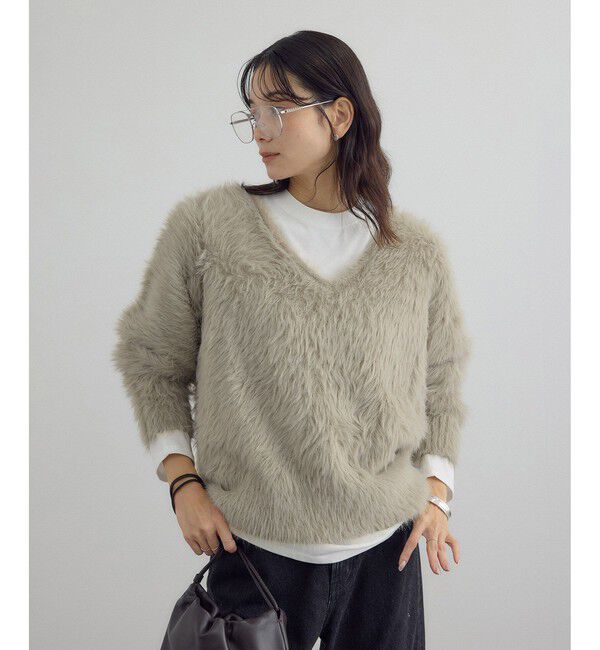 SALON adam et rope'「【WEB限定】ウォッシャブル前後2WAYシャギーニットプルオーバー」|ニット・セーター|