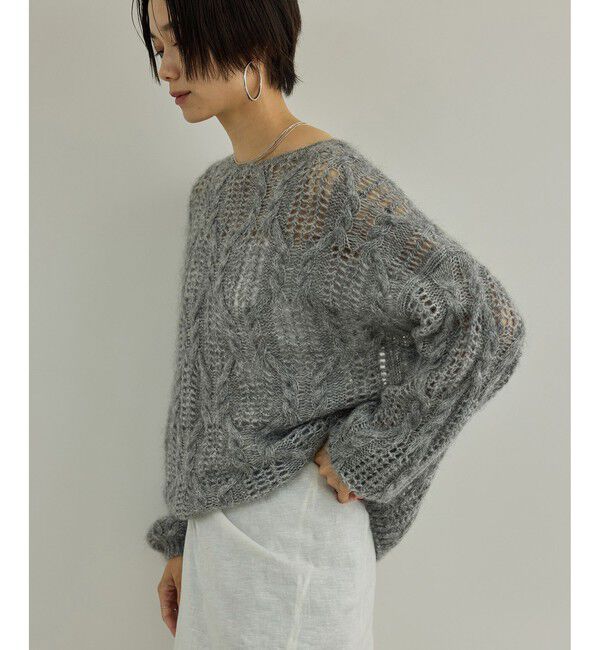 SALON adam et rope'「シアーモヘアケーブルプルオーバー」|ニット・セーター|