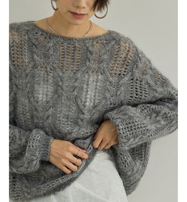 SALON adam et rope'「シアーモヘアケーブルプルオーバー」|ニット・セーター|