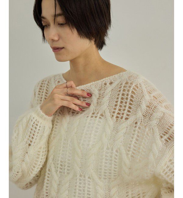 SALON adam et rope'「シアーモヘアケーブルプルオーバー」|ニット・セーター|オフホワイト(15)