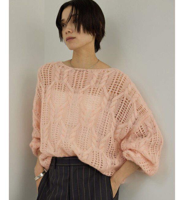 SALON adam et rope'「シアーモヘアケーブルプルオーバー」|ニット・セーター|ピンク系(65)
