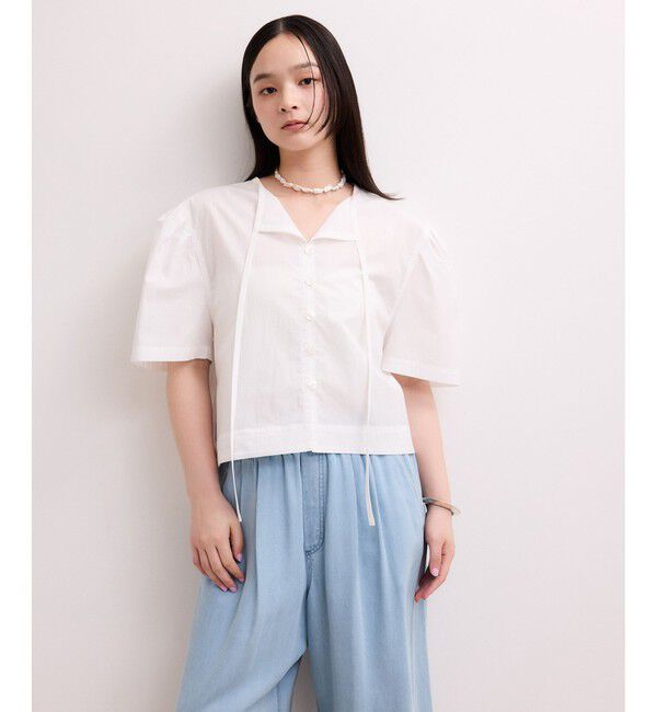 ADAM ET ROPE'「【WEB限定】タックスリーブブラウス」|シャツ・ブラウス|