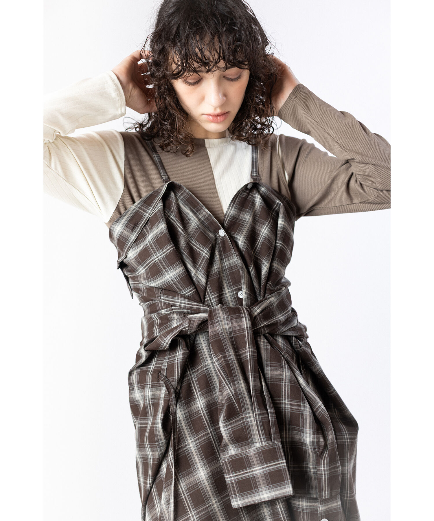  「2WAYチェックロングシャツブラウス」|シャツ・ブラウス|