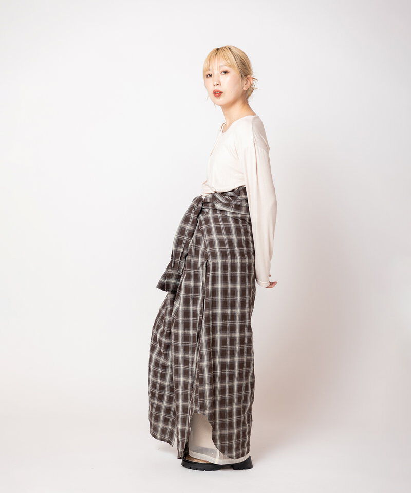 「2WAYチェックロングシャツブラウス」|シャツ・ブラウス|