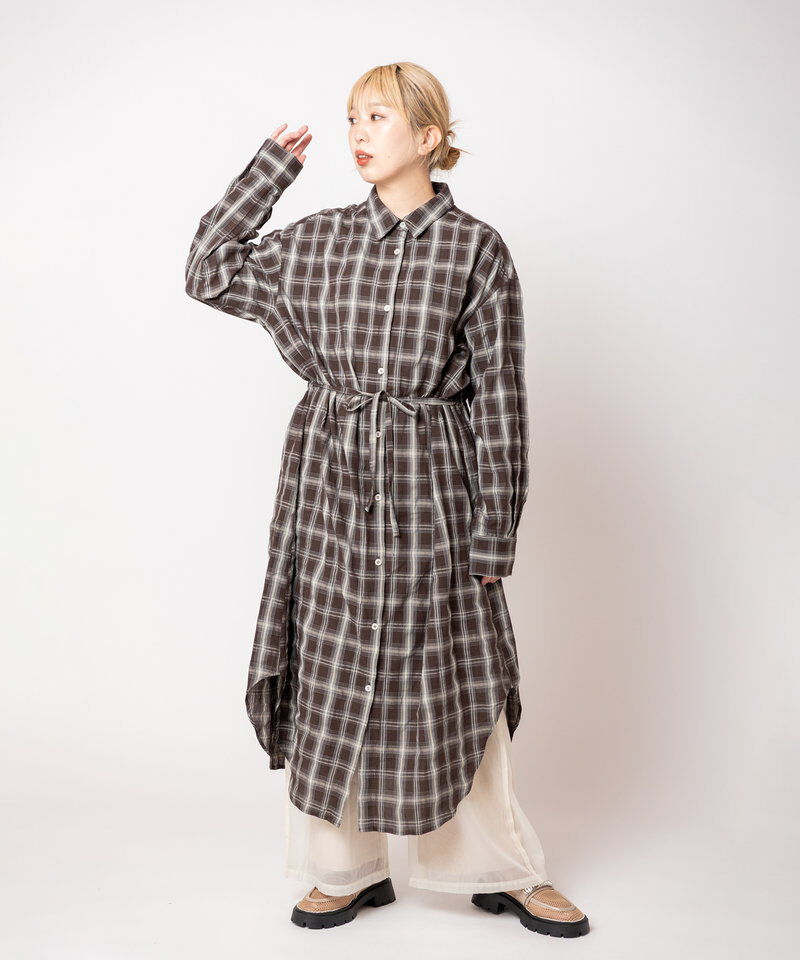  「2WAYチェックロングシャツブラウス」|シャツ・ブラウス|