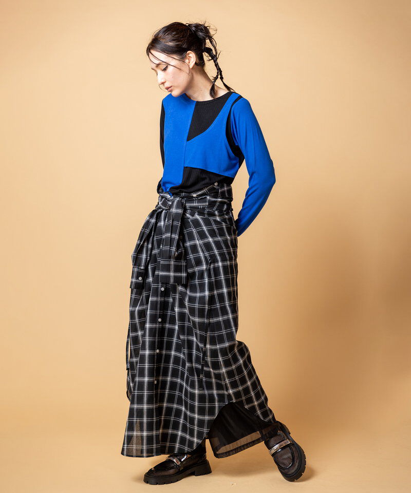 「2WAYチェックロングシャツブラウス」|シャツ・ブラウス|