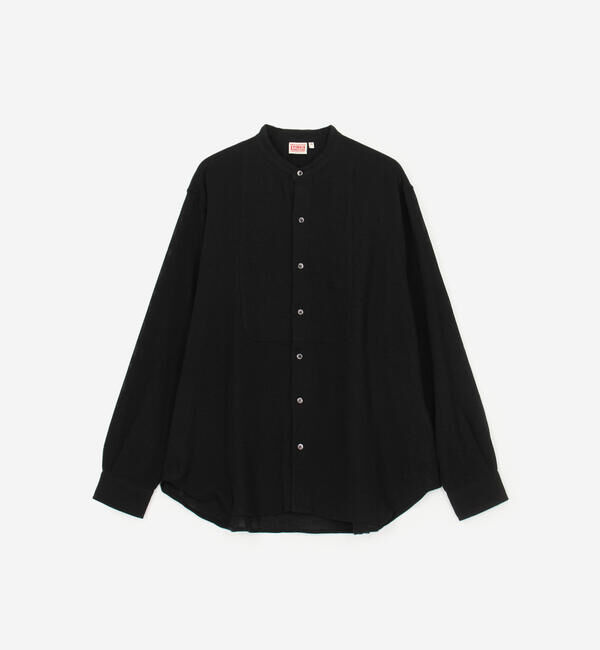  「INDIA INDUSTRY | コットンメッシュ バンドカラーブザムシャツ MEN」|シャツ・ブラウス|BLACK