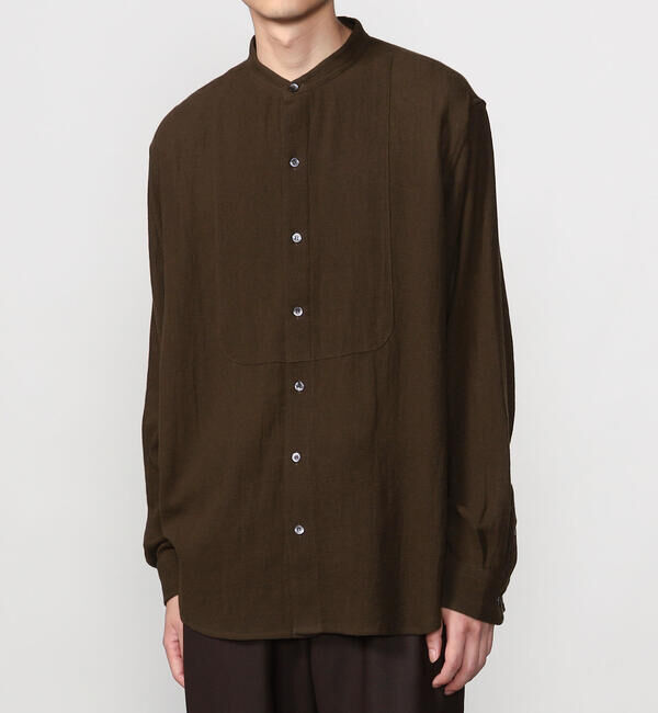  「INDIA INDUSTRY | コットンメッシュ バンドカラーブザムシャツ MEN」|シャツ・ブラウス|