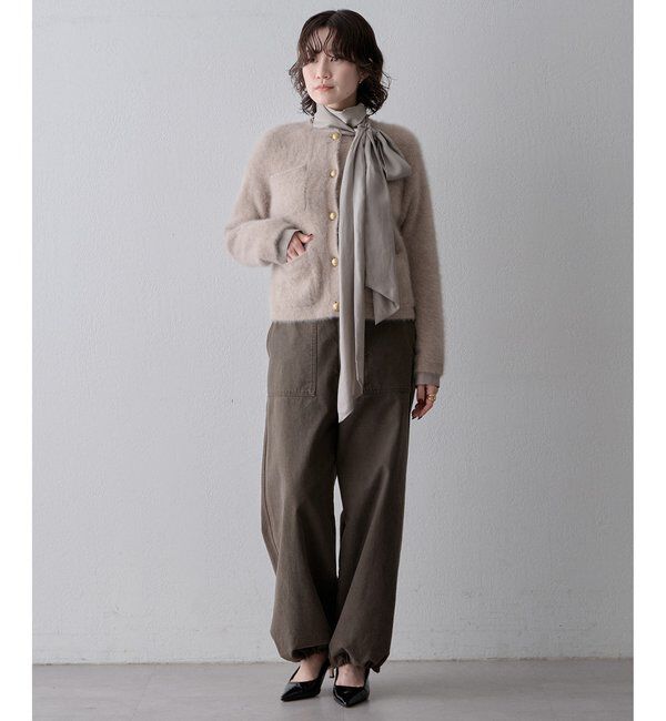  「カシミヤ混ファークルーネックニットジャケット」|ニット・セーター|