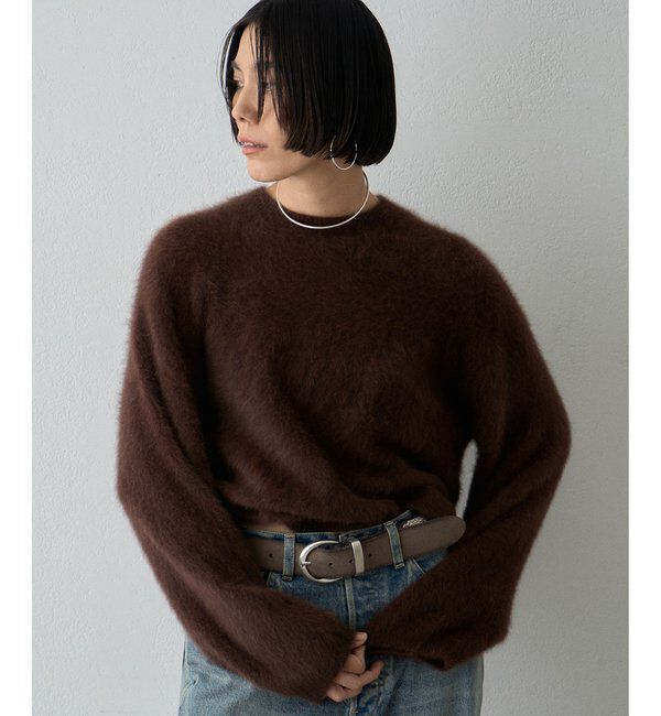  「カシミヤ混ファークルーネックニットプルオーバー」|ニット・セーター|