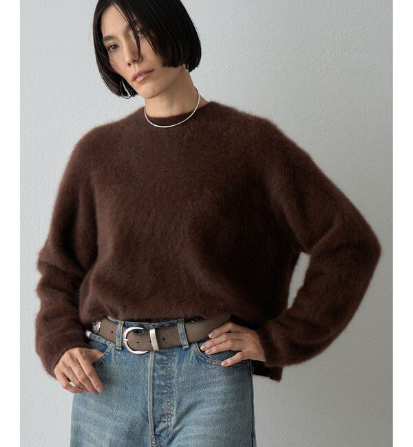  「カシミヤ混ファークルーネックニットプルオーバー」|ニット・セーター|