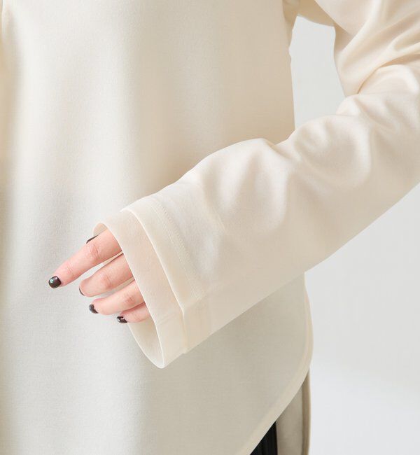  「【ストレッチ◎1枚で決まる】袖シアー切替ジョーゼットロンT」|Tシャツ・カットソー|