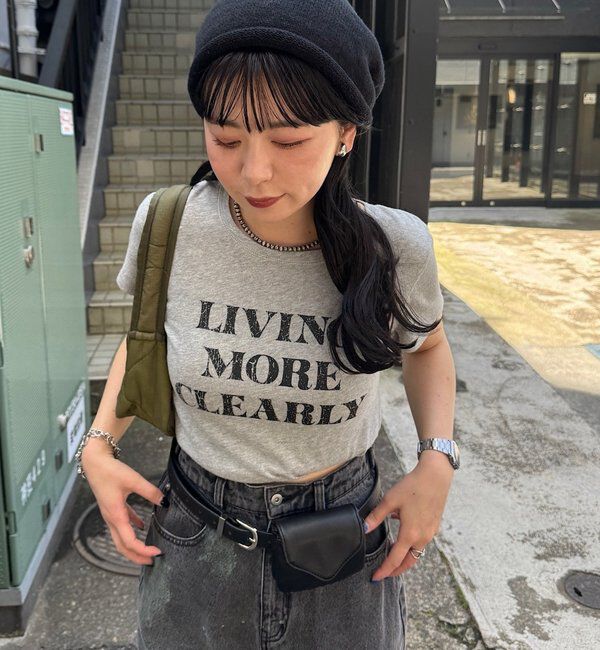  「【S.Mサイズ展開】ヴィンテージ加工ロゴTEE」|Tシャツ・カットソー|グレー