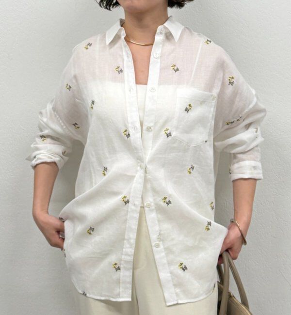  「カシュクール2way刺繍リネンシャツ」|シャツ・ブラウス|