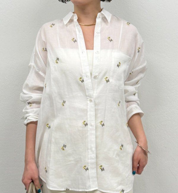 「カシュクール2way刺繍リネンシャツ」|シャツ・ブラウス|
