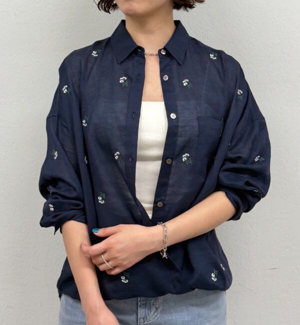  「カシュクール2way刺繍リネンシャツ」|シャツ・ブラウス|