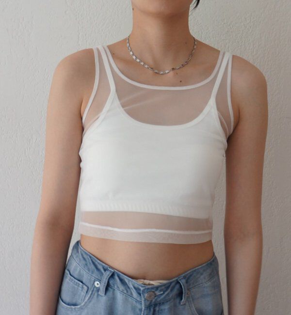  「【earthy_/アーシー】カップ付きチュールタンク」|Tシャツ・カットソー|