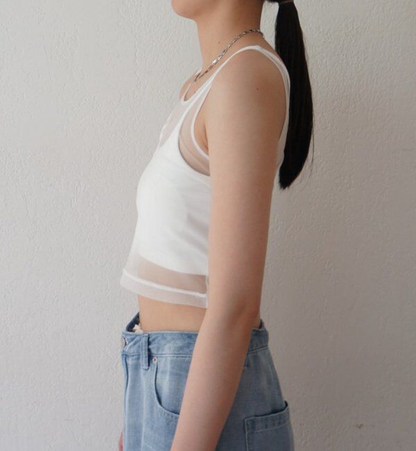  「【earthy_/アーシー】カップ付きチュールタンク」|Tシャツ・カットソー|