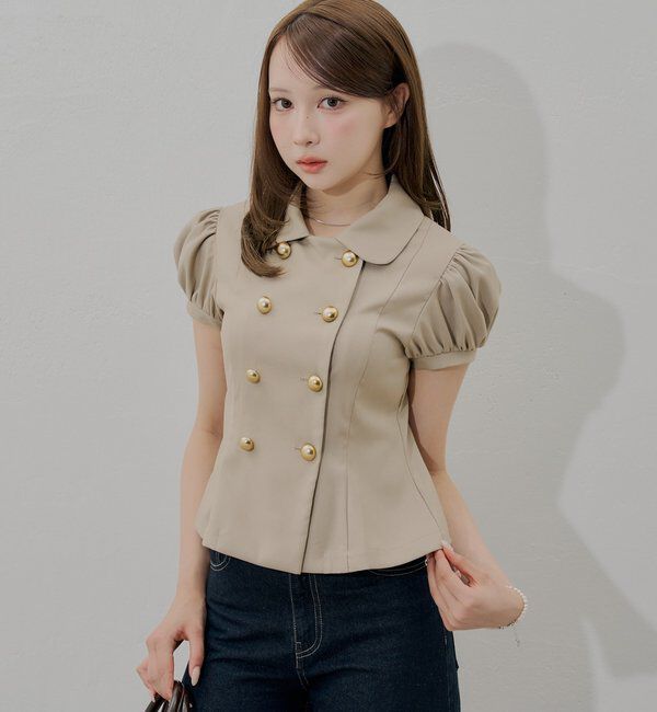  「【全骨格◎/セットアップ対応】ダブルボタンパフジャケット」|シャツ・ブラウス|