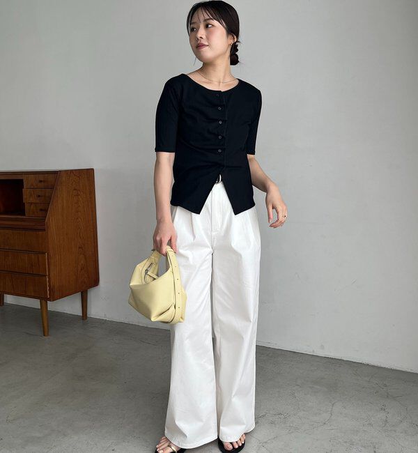  「【一癖可愛い】フロントタックフリルT」|Tシャツ・カットソー|