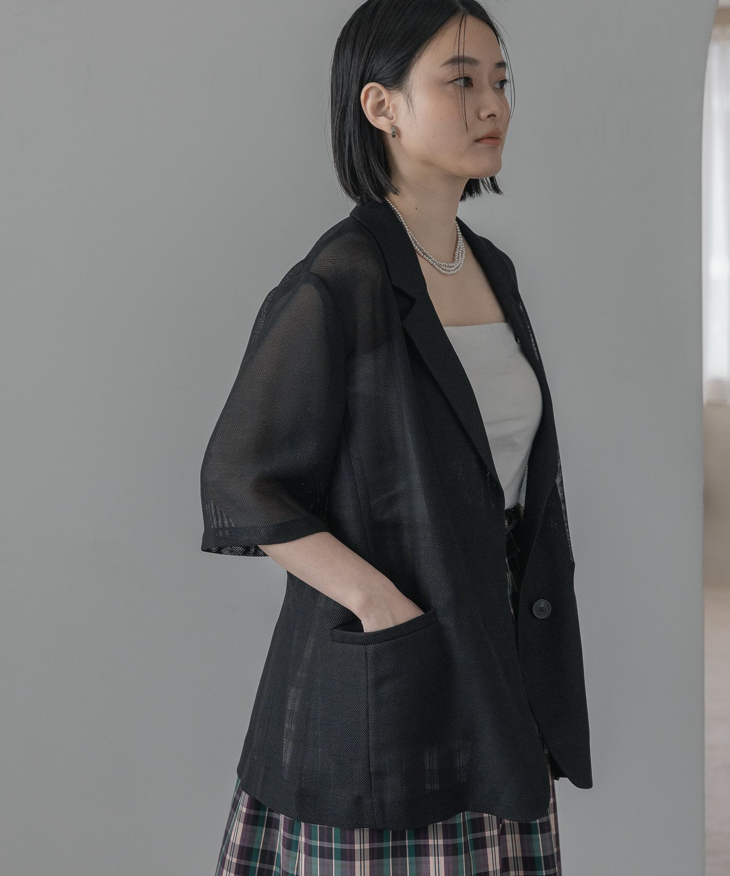 A part by 「【残り僅か!!】メッシュシングルジャケット_半袖」|その他|