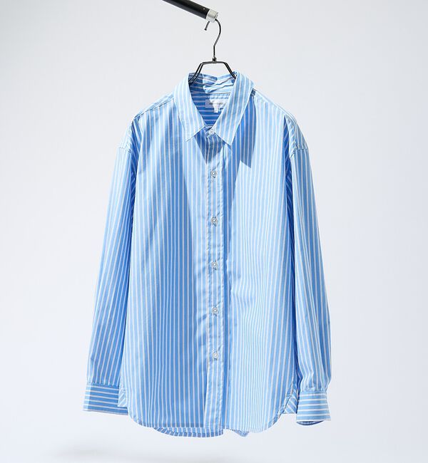 ABAHOUSE「【JAMES FABRIC】サイドガゼット レギュラーカラーシャツ / オーバー」|シャツ・ブラウス|ブルー
