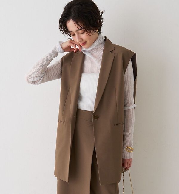 Rouge vif「【セットアップ対応】テーラーカラージレ」|ベスト・ジレ|モカ