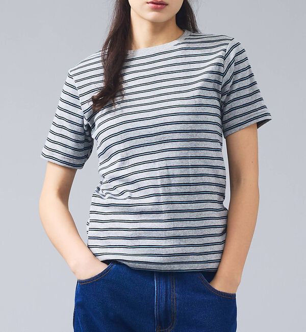 Rouge vif「【Robert P.Miller/ロバートピーミラー】パネルリブクルーネックTシ」|Tシャツ・カットソー|グレー系その他1