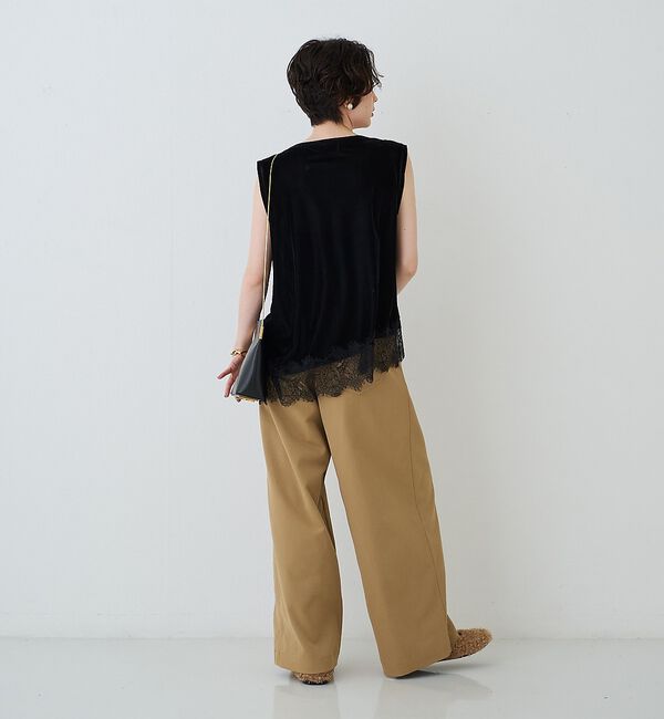 Rouge vif「シアーベロアノースリーブヘムレースカットソー」|Tシャツ・カットソー|