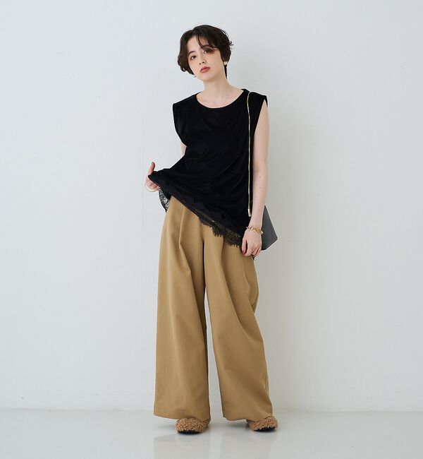 Rouge vif「シアーベロアノースリーブヘムレースカットソー」|Tシャツ・カットソー|