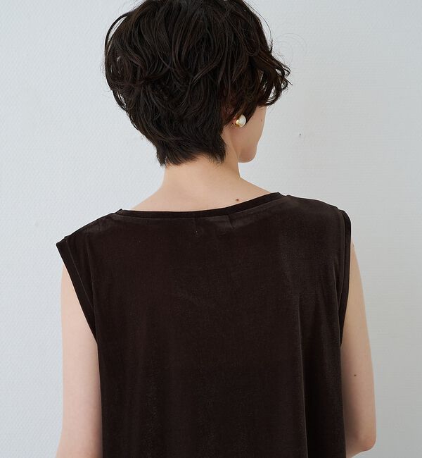 Rouge vif「シアーベロアノースリーブヘムレースカットソー」|Tシャツ・カットソー|