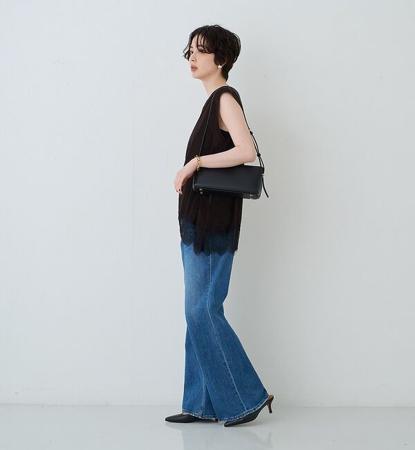 Rouge vif「シアーベロアノースリーブヘムレースカットソー」|Tシャツ・カットソー|