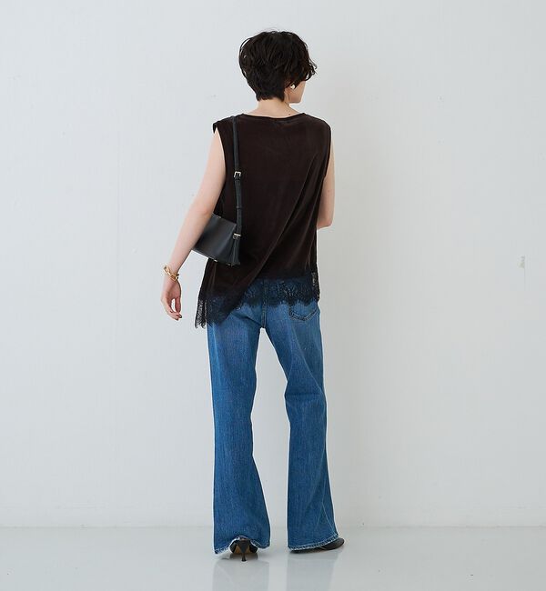 Rouge vif「シアーベロアノースリーブヘムレースカットソー」|Tシャツ・カットソー|
