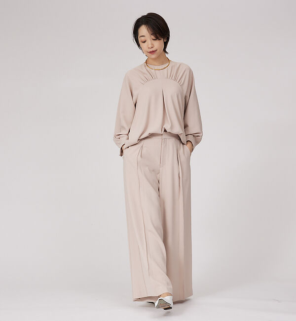 qualite「【セットアップ対応】アセテートジョーゼットギャザーブラウス」|シャツ・ブラウス|