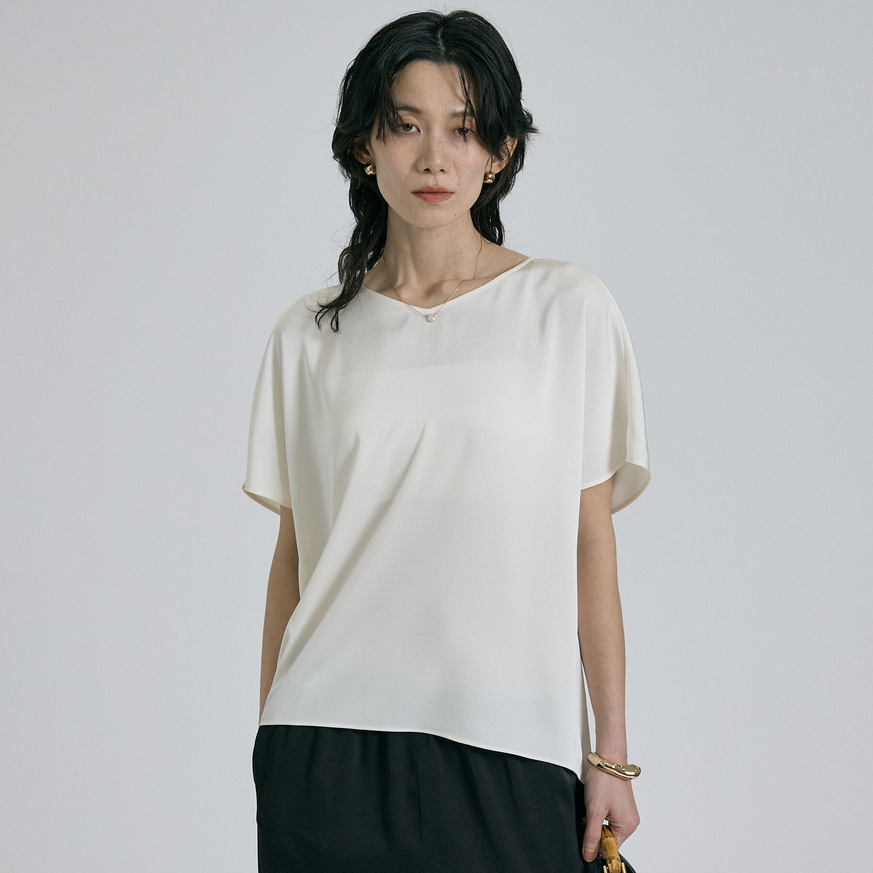 qualite「【接触冷感＆吸水速乾】新色入荷！クールサテンブラウス/セットアップ対応」|シャツ・ブラウス|