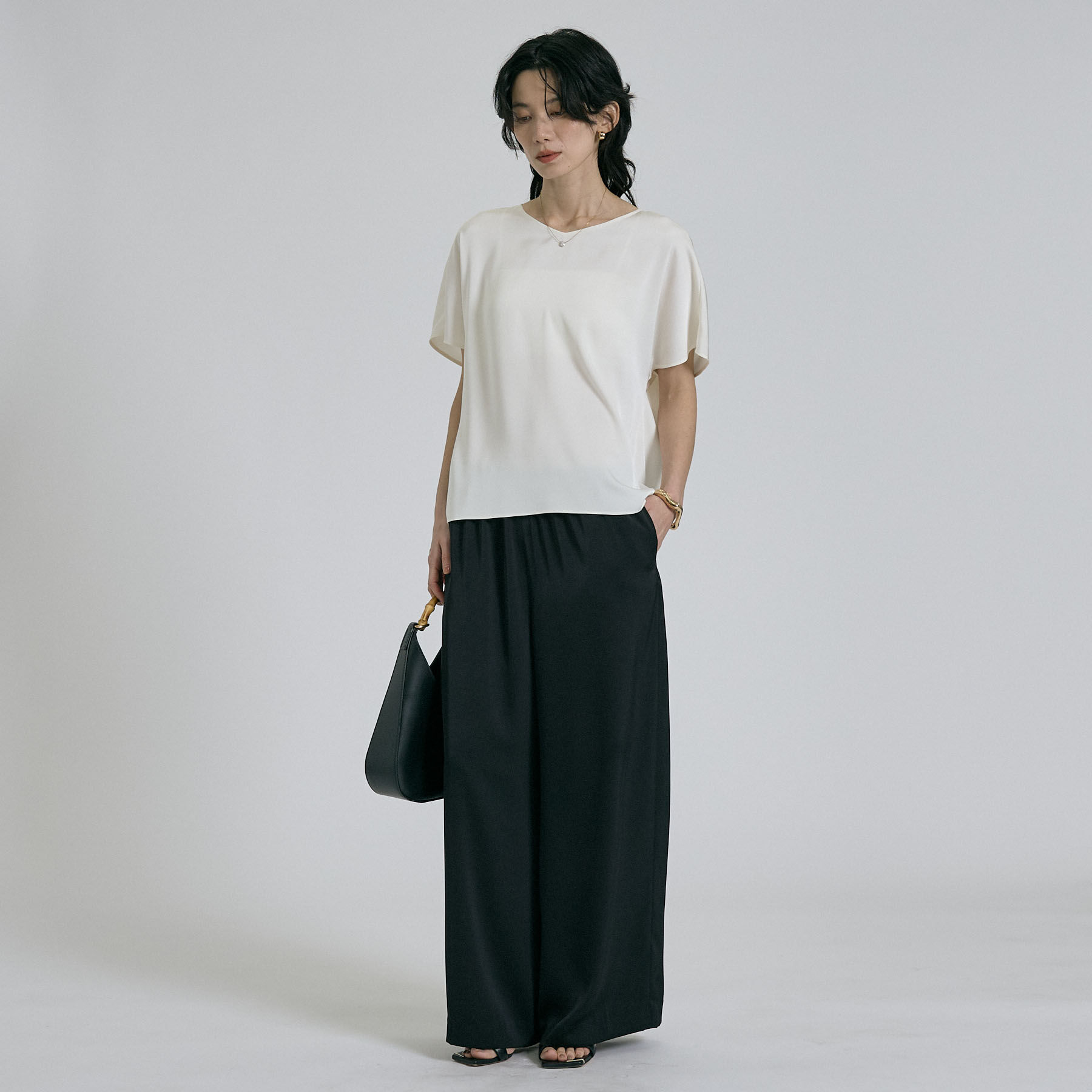 qualite「【接触冷感＆吸水速乾】新色入荷！クールサテンブラウス/セットアップ対応」|シャツ・ブラウス|