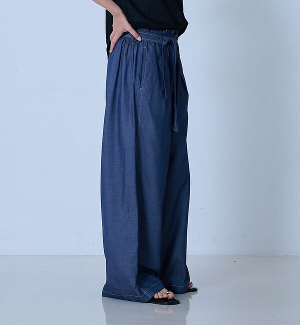 qualite「【涼やか素材】コットンリヨセルデニムワイドパンツ」|デニム|