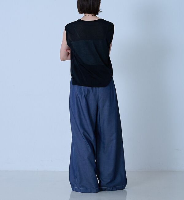 qualite「【涼やか素材】コットンリヨセルデニムワイドパンツ」|デニム|
