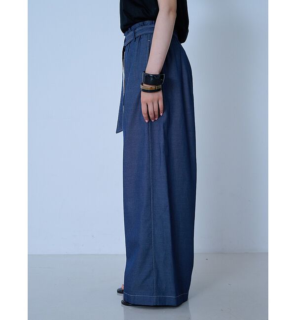qualite「【涼やか素材】コットンリヨセルデニムワイドパンツ」|デニム|
