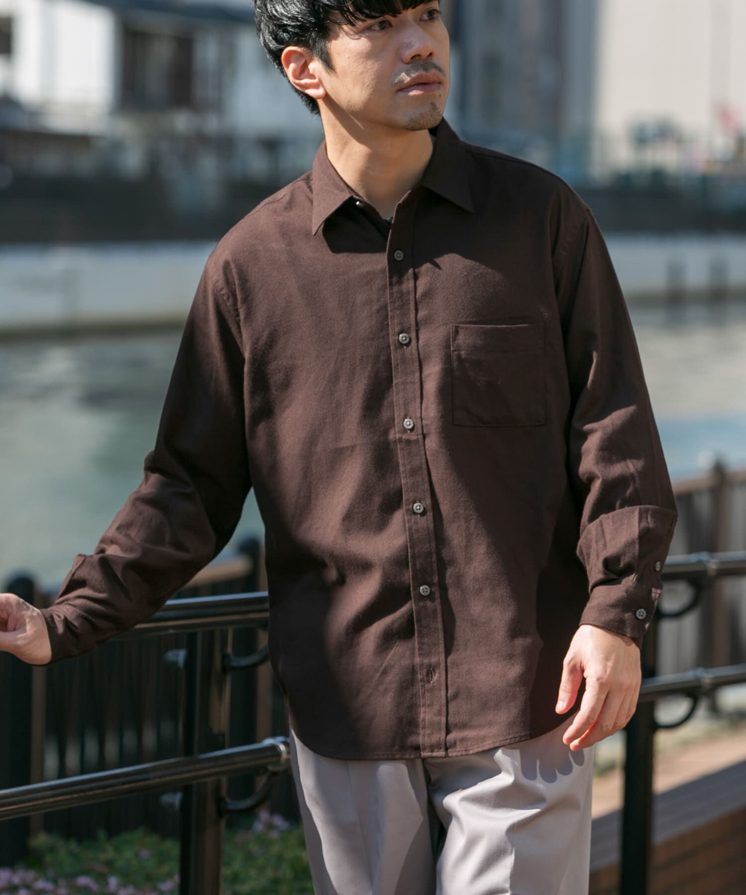URBAN RESEARCH ROSSO「『蓄熱 / XLサイズあり』アーバンリラックスサーモネルレギュラーシャツ」|シャツ・ブラウス|